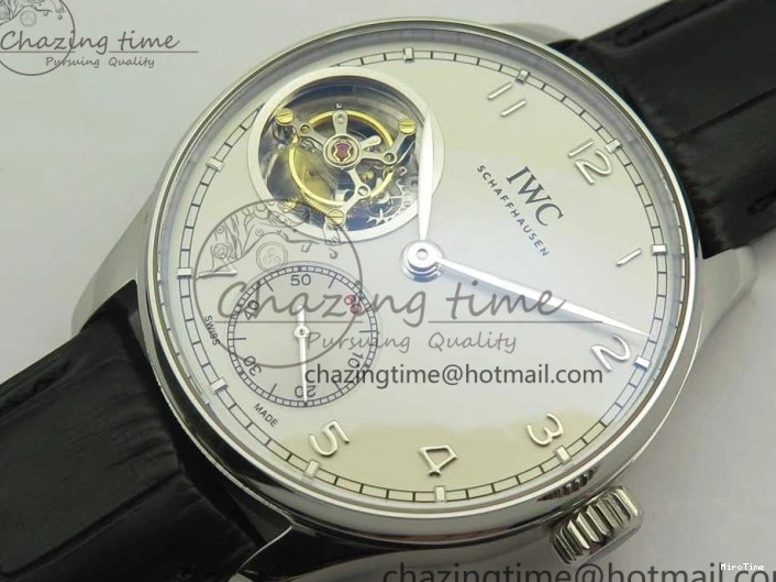 MIROTIME 0516 Efficient Portuguese Tourbillon IW5463 SS ZF Best Edition White Dial on Black Leather Strap 7170